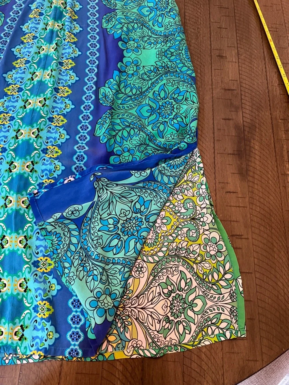 Johnny Was 100% Silk KAHINU Dress  in Diomedes Blue Green Sz L LIKE NEW - Picture 10 of 14